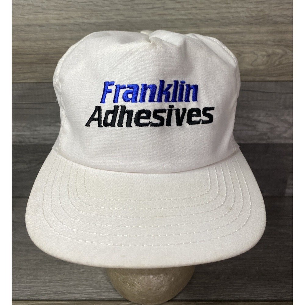 Vintage Franklin Adhesives White Snapback Hat Embroidered Constructionβ Auto USA
